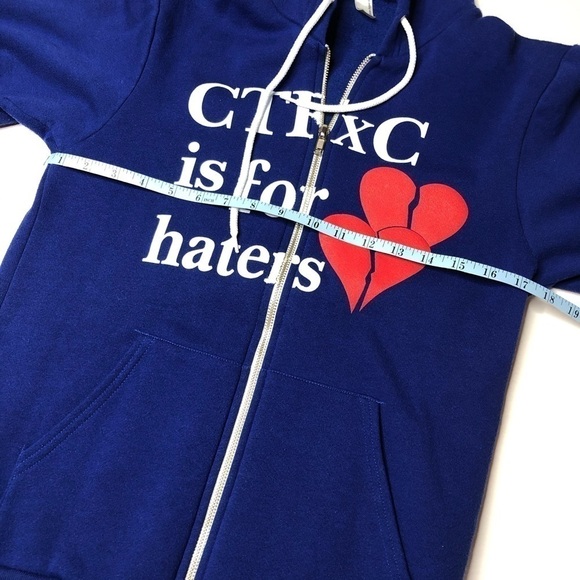 RARE Original CTFxC Is For Haters Blue Heart Zipup Fleece Lined Hoodie Sweater - Picture 12 of 13